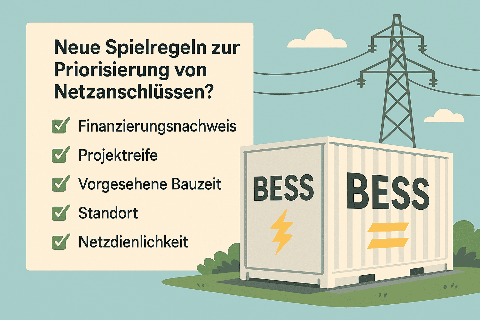 Investments in Großbatteriespeichern (BESS): Neue Spielregeln zur Priorisierung von Netzanschlüssen?