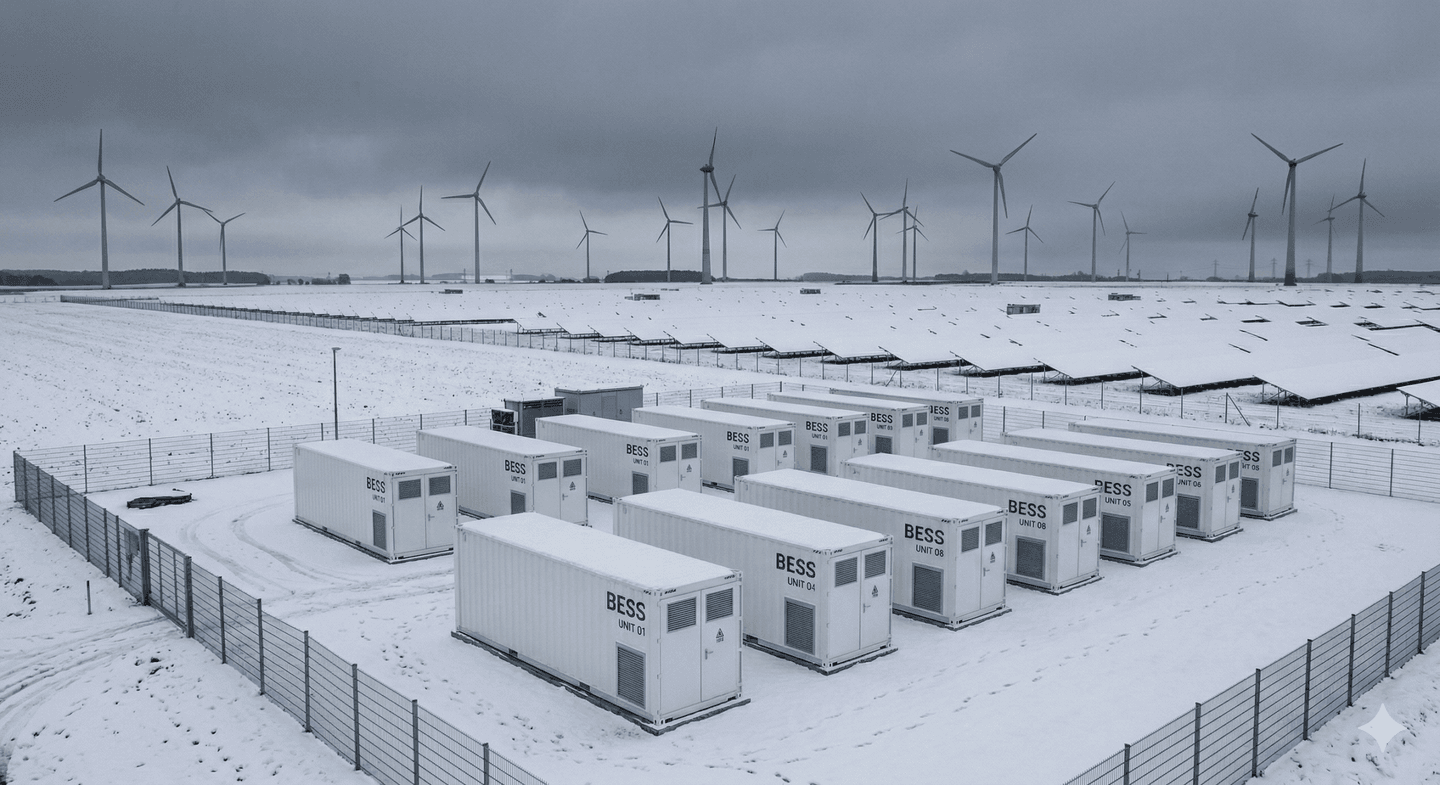 Wenn Wind und Sonne Pause haben - Schlüsselbeiträge von Großbatteriespeichern bei Dunkelflauten