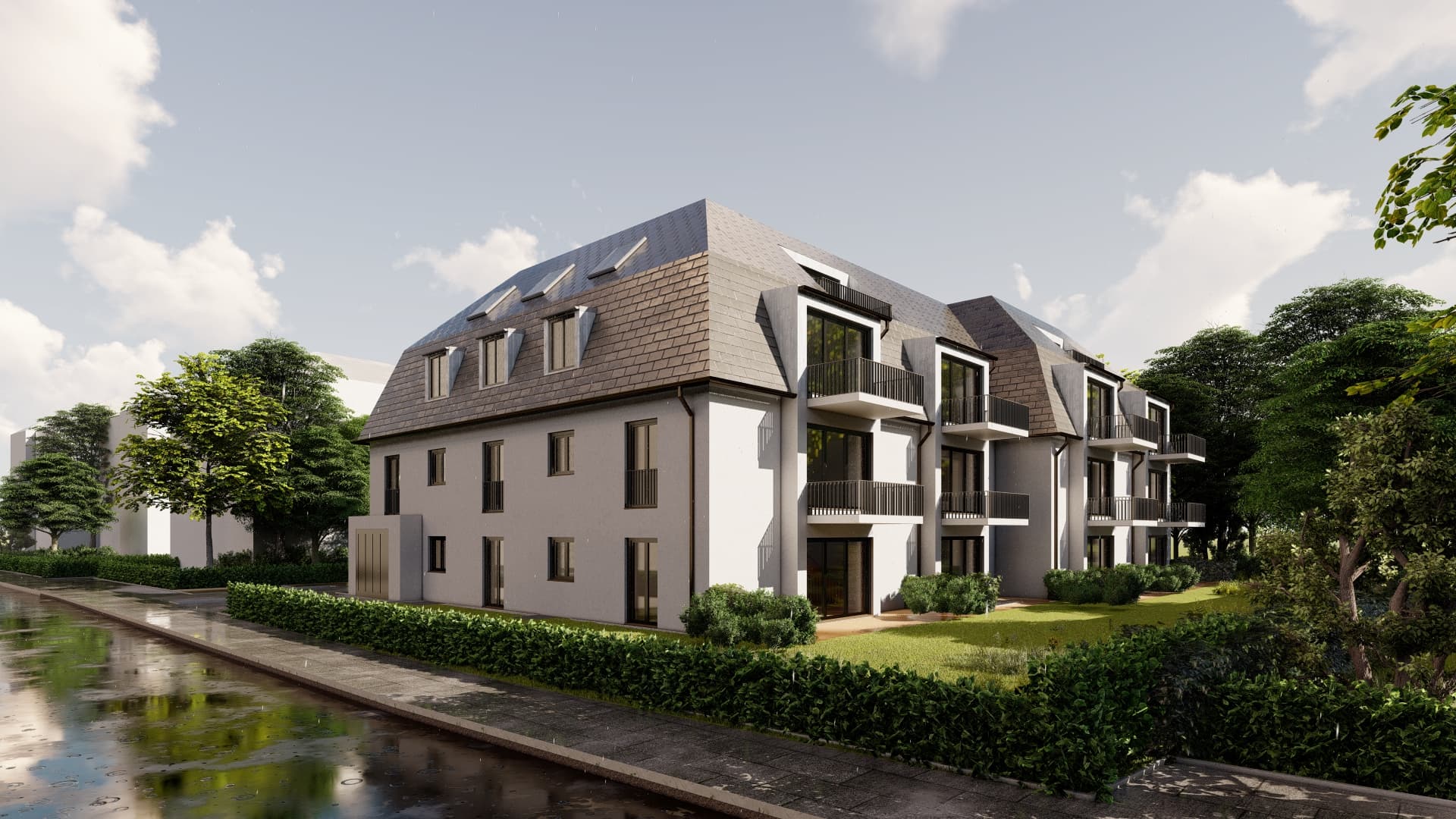 Visualisierung des Wohnentwicklungsprojekts Sollner Straße 59 in München-Solln von Neuland Projektentwicklung.