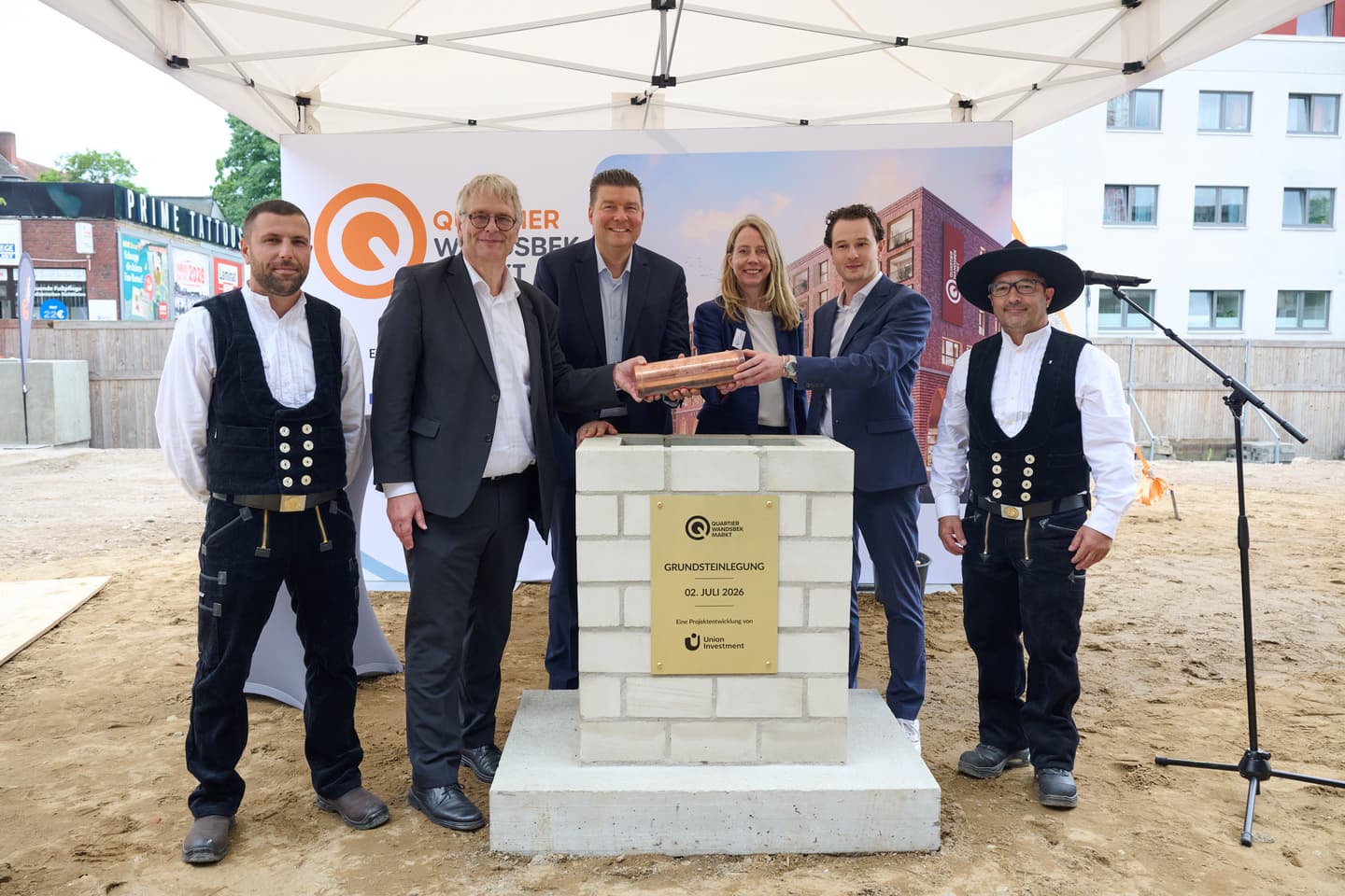 Laying of the foundation stone for "Quartier Wandsbek Markt" in Hamburg