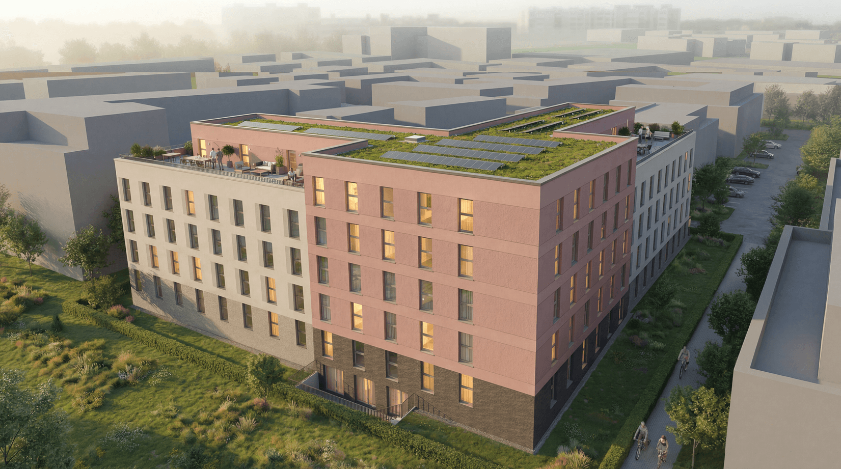 Apartments für studentisches Wohnen (PBSA) in Braunschweig Vogelperspektive (Quelle: FOX Living)