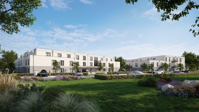 Visualisierung Wohncarrée Korbach mit compassio Seniorenresidenz, Hessen, ein Projekt der Cureus
(Urheber: imagineering3d, Christina Tölle)