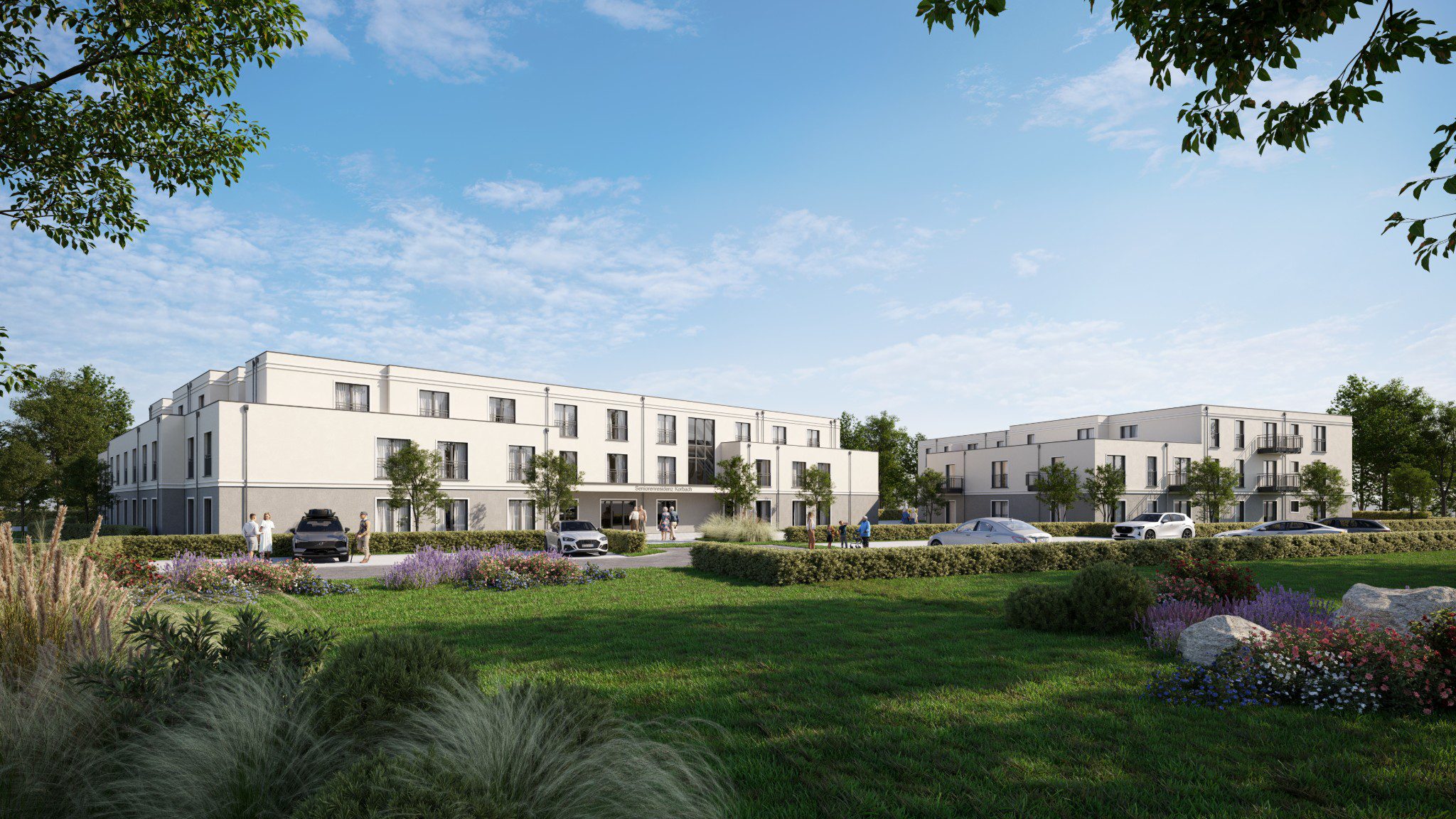 Visualisierung Wohncarrée Korbach mit compassio Seniorenresidenz, Hessen, ein Projekt der Cureus
(Urheber: imagineering3d, Christina Tölle)