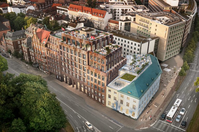 Am Holstenwall (Hamburg): Vogelperspektive mit öffentlichen Terrassen