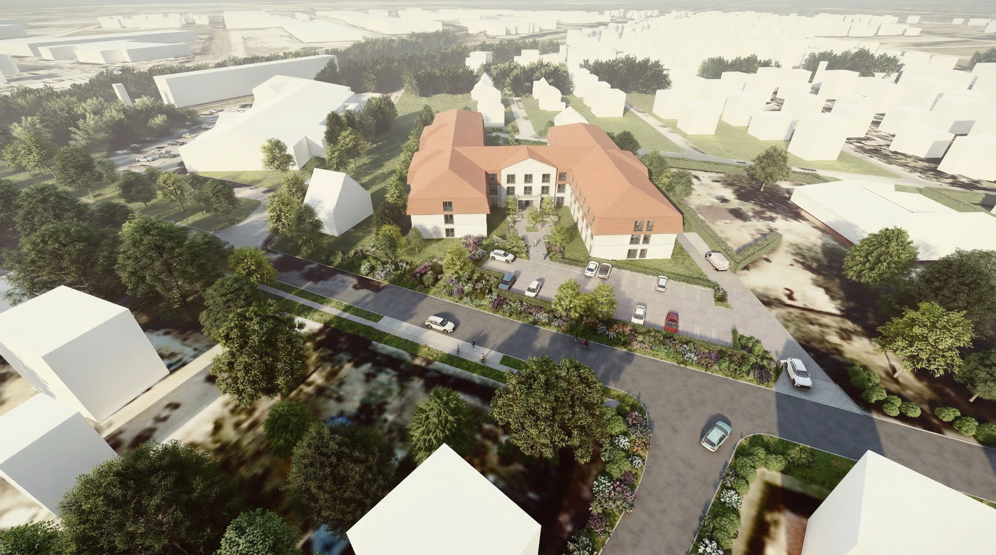 Visualisierung des geplanten Vitanas Senioren Centrums Dahlwitz-Hoppegarten in Brandenburg. Bildquelle: imagineering3d, Christina Tölle