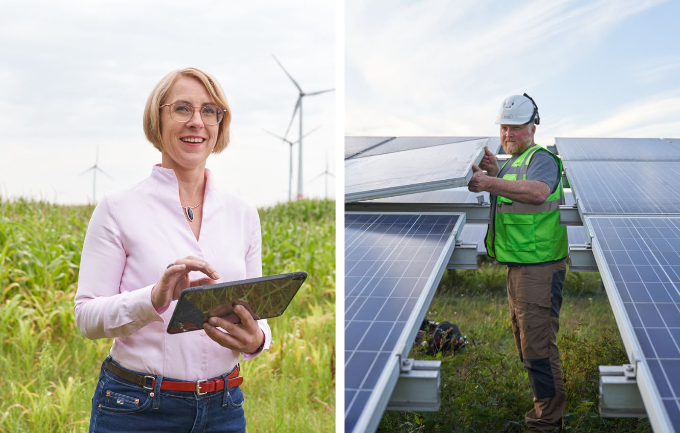 So gelingt die Energiewende: Sonne, Wind, Speicher und Netze sichern eine klimaneutrale Zukunft.
© DKB / David Hasse