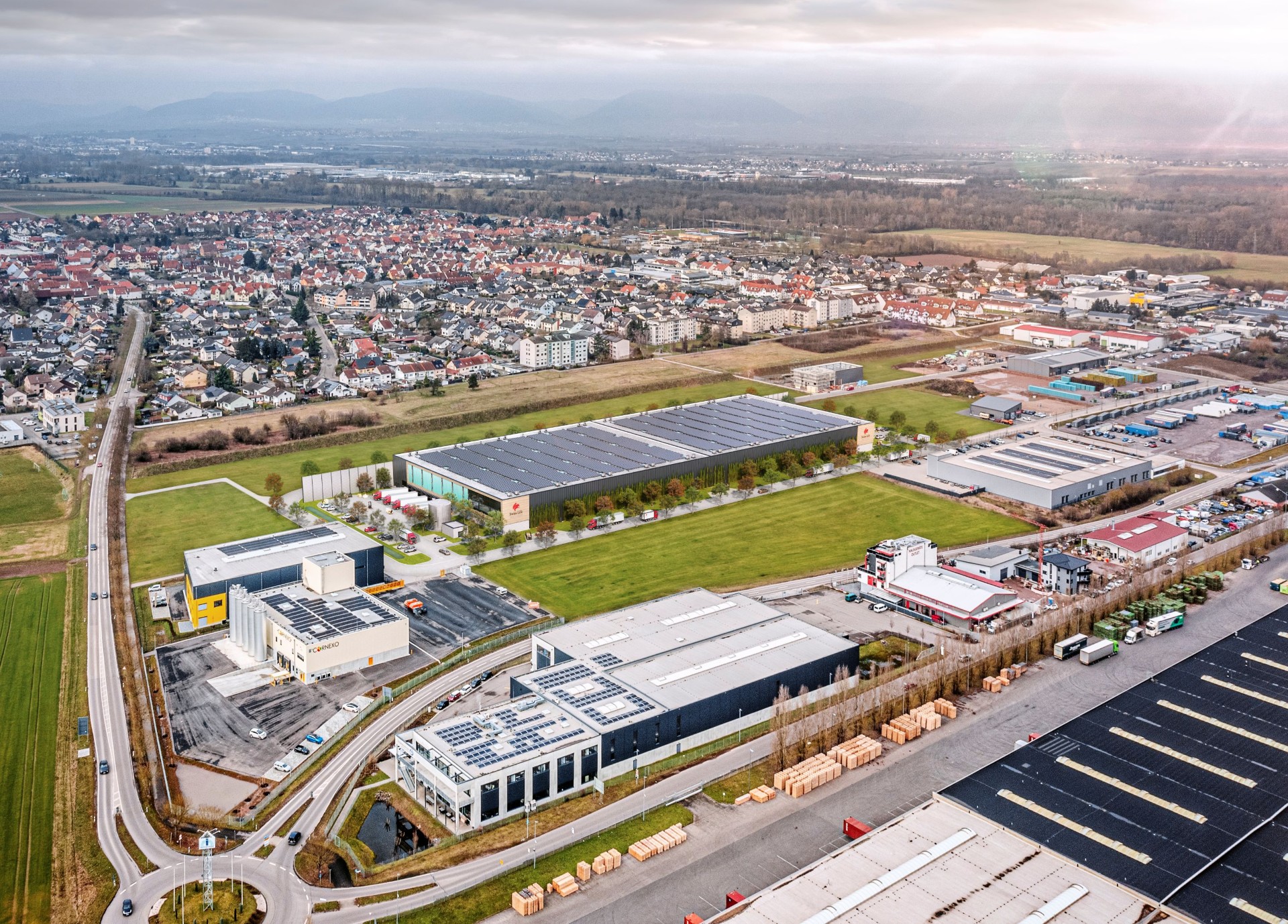 Visualisierung der geplanten Projektentwicklung „Karlsruhe Northwest“ in Offenbach an der Queich. Bildquelle: Swiss Life Asset Managers