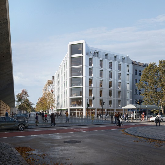 An der Ecke Müller-/ Lynarstraße auf einem ca. 1.100 Quadratmeter großen Grundstück entsteht ein zukunftsweisender Bürostandort mit rund 3.800 Quadratmetern Mietfläche. Copyrights: EQUILIS