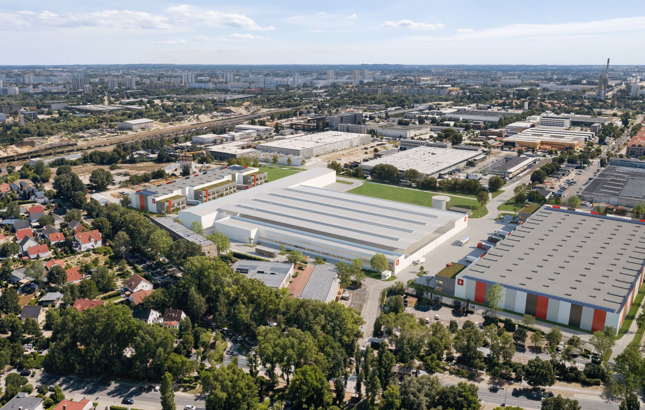Visualisierung des Lagerkomplexes 7R City Park Berlin East im Berliner Bezirk Lichtenberg. Bildquelle: 7R.