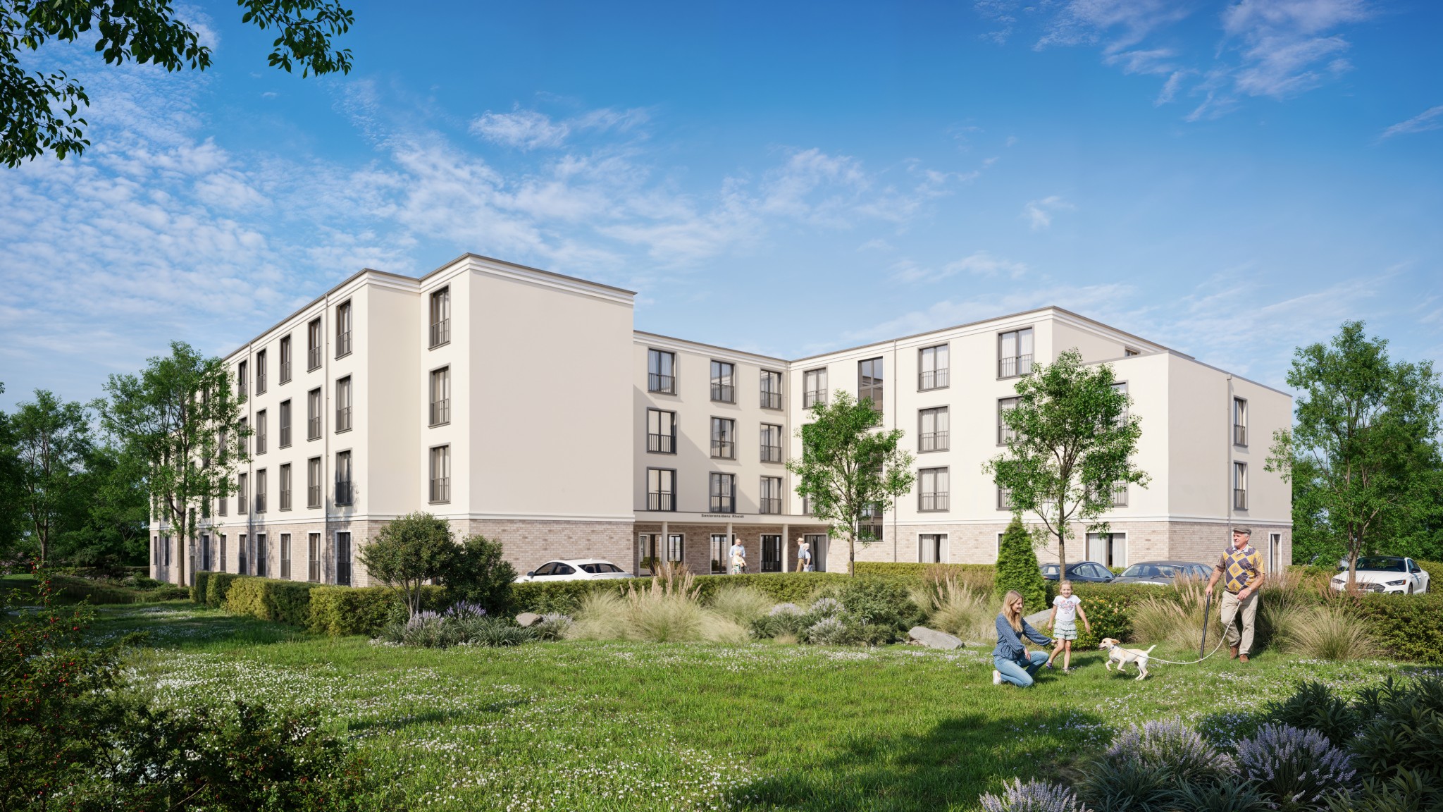 Visualisierung compassio Seniorenresidenz in Niederkassel-Rheidt, Eingangsbereich, Nordrhein-Westfalen, ein Projekt der Cureus