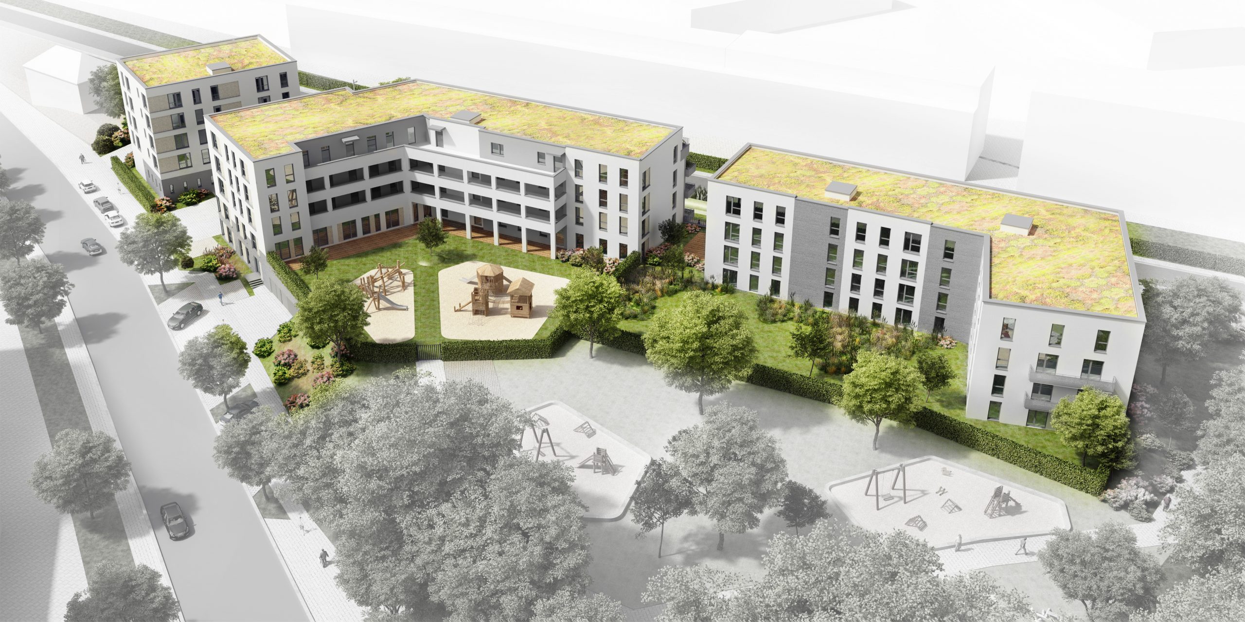 Visualisierung des Wohnprojekts von KINGSTONE RE mit 78 Einheiten in Wuppertal-Barmen. Bildquelle: TEAMRHEINRUHR Projektentwicklung GmbH
