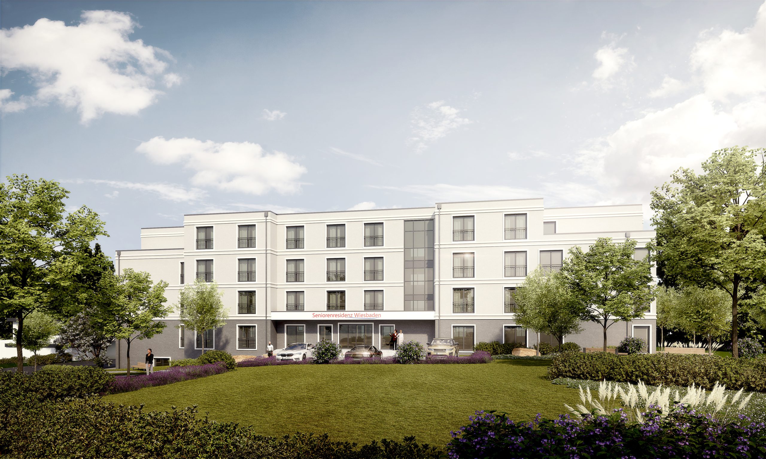 Visualisierung des compassio Seniorendomizil Haus Tuzzo in Wiesbaden-Dotzheim, Hessen. Bildquelle: Plan & Bauwerk (Winsen/Aller), Jan von Hörsten